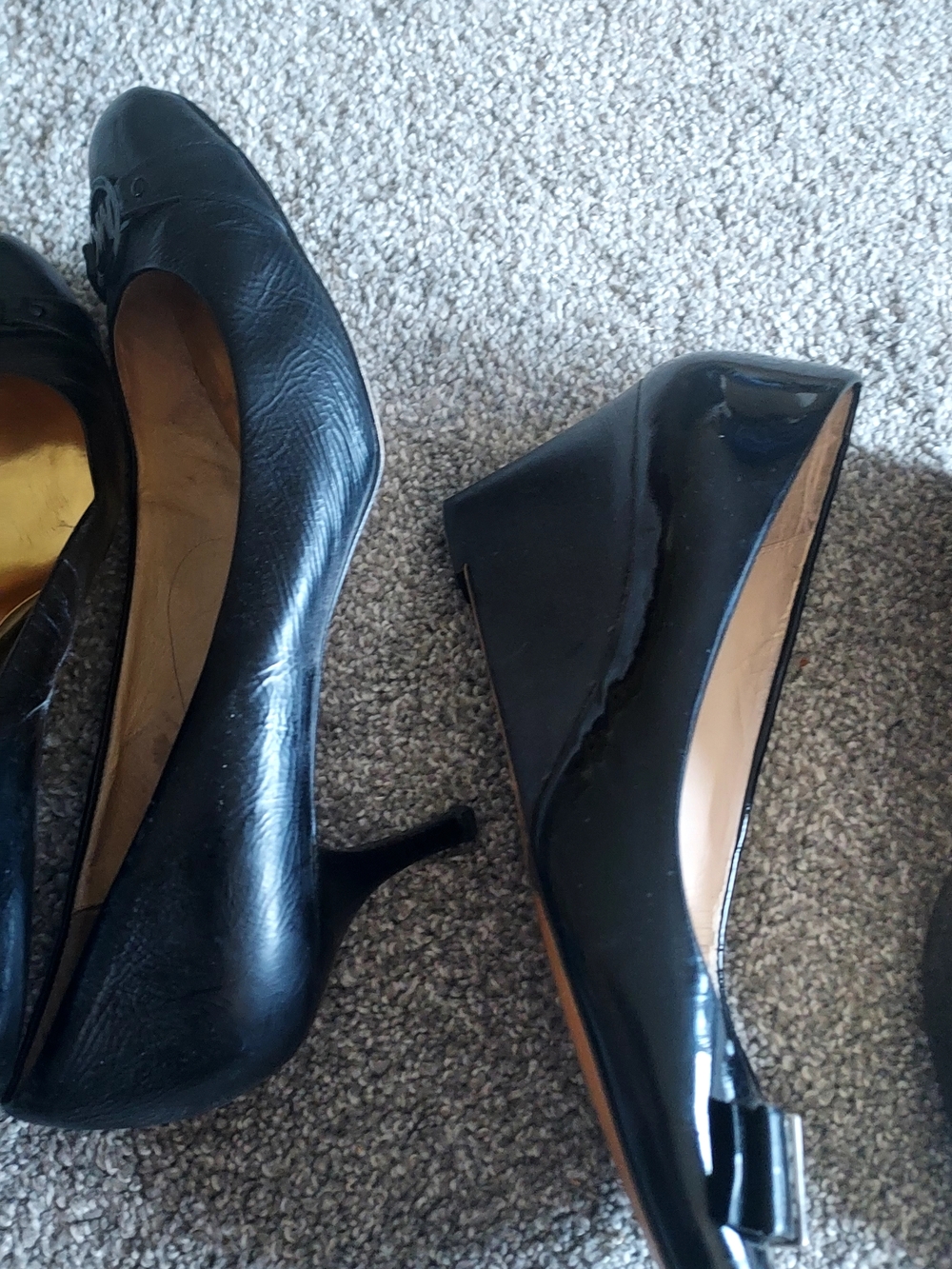 Michael Kors Leather Heels And Coach Black Patent Leather Wedge Logo Hardware - Picture 2 of 4